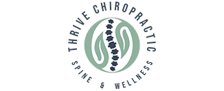 Circular logo for Thrive Chiropractic with a spine graphic in the center and the phrase ‘Spine & Wellness’ displayed below